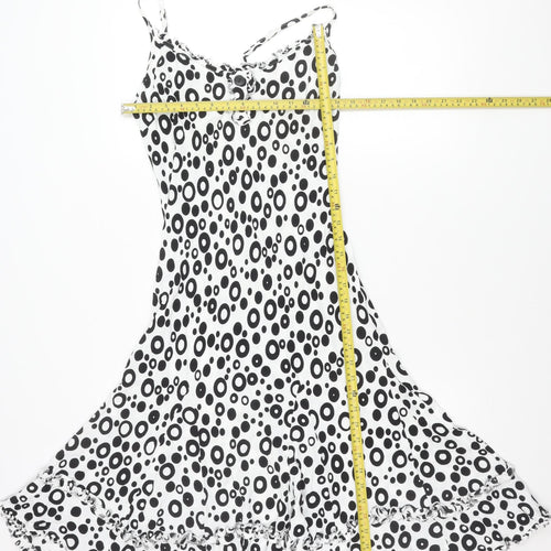 Marks and Spencer Women’s Black White Polka Dot Asymmetric Slip Dress Size 12