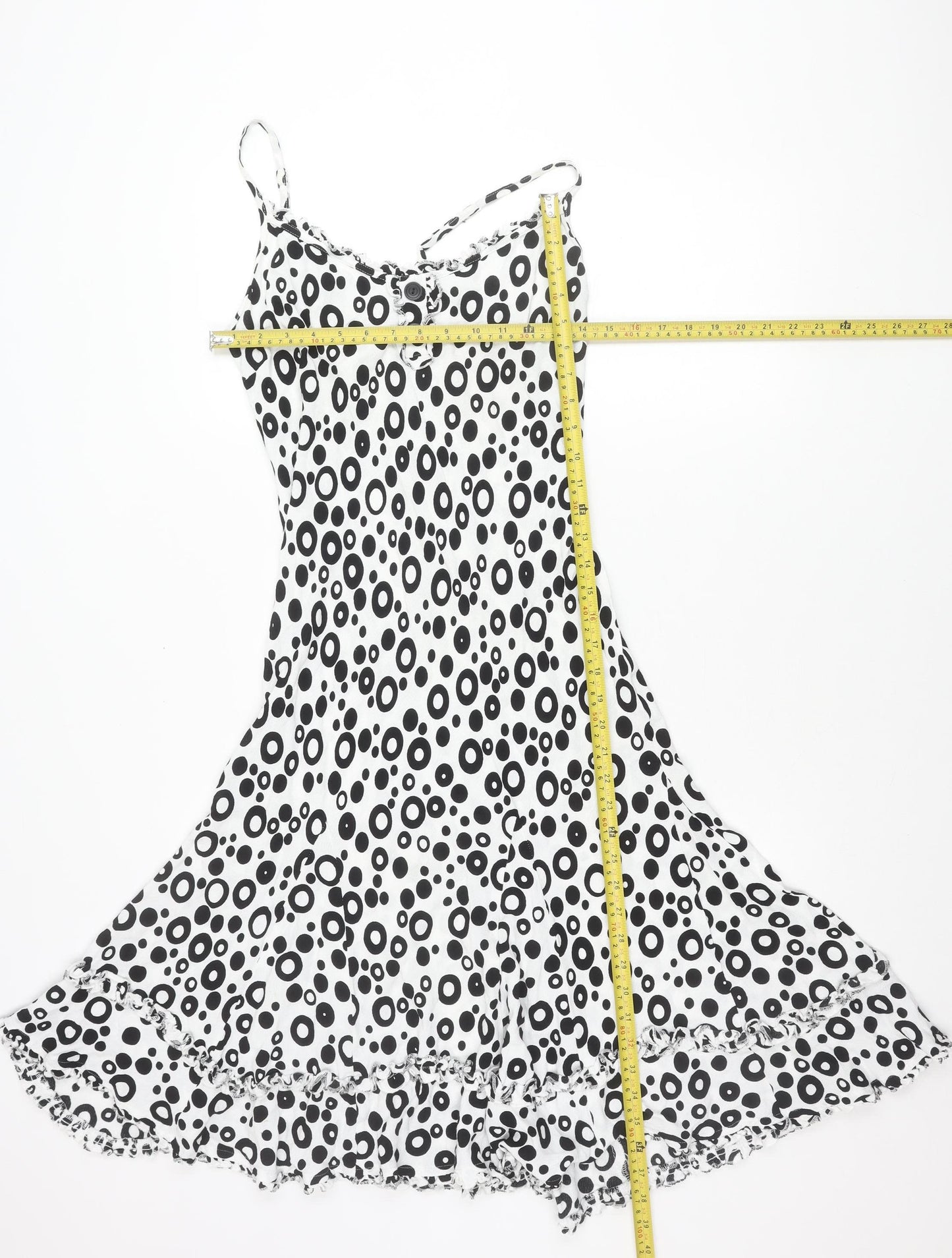 Marks and Spencer Women’s Black White Polka Dot Asymmetric Slip Dress Size 12