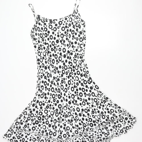 Marks and Spencer Women’s Black White Polka Dot Asymmetric Slip Dress Size 12
