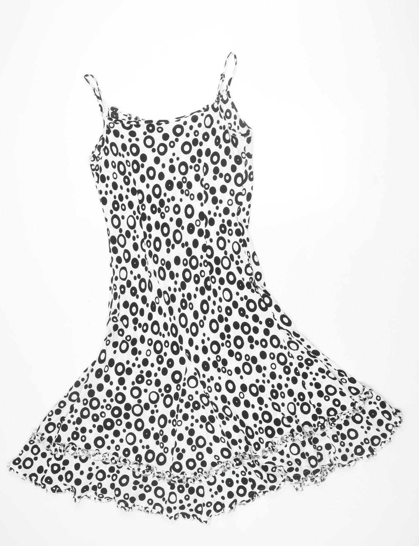 Marks and Spencer Women’s Black White Polka Dot Asymmetric Slip Dress Size 12