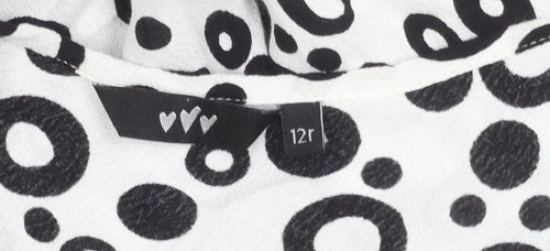 Marks and Spencer Women’s Black White Polka Dot Asymmetric Slip Dress Size 12