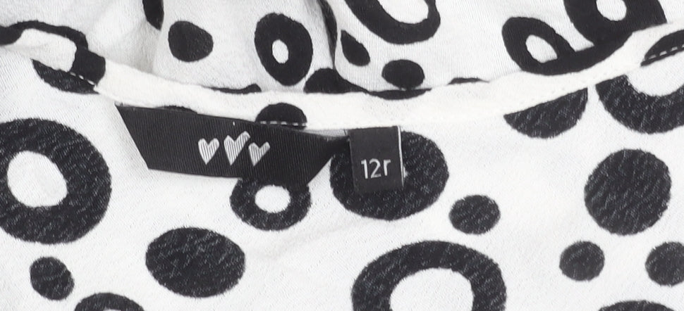 Marks and Spencer Women’s Black White Polka Dot Asymmetric Slip Dress Size 12