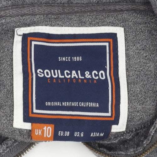 SoulCal & Co Women’s Grey Hoodie Jacket UK 10 Zip Logo Casual
