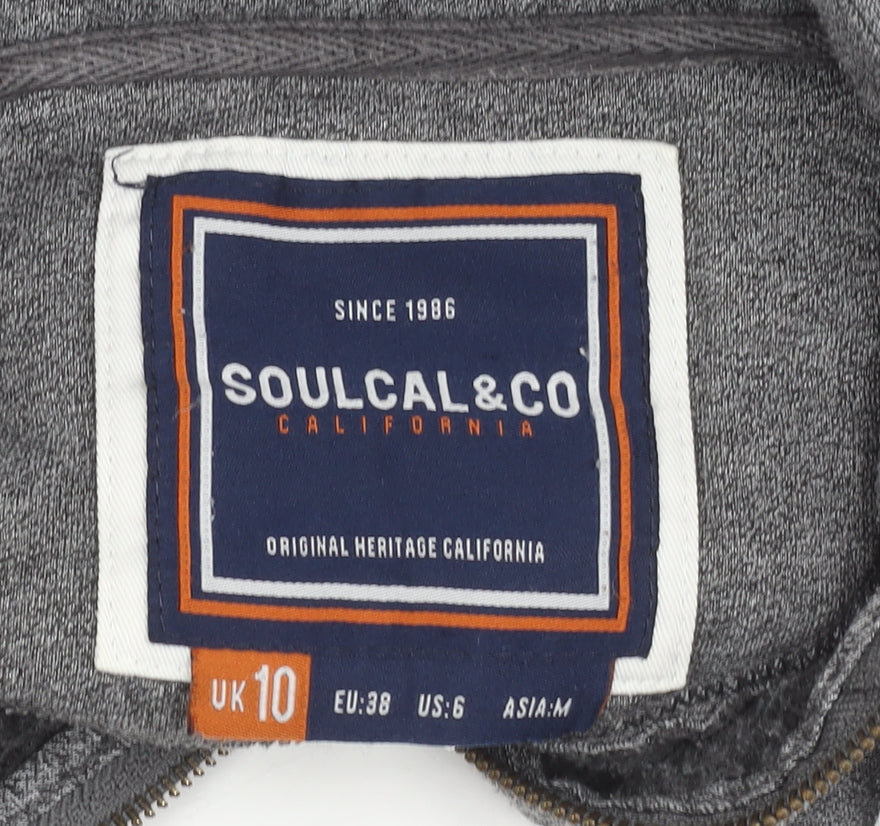 SoulCal & Co Women’s Grey Hoodie Jacket UK 10 Zip Logo Casual