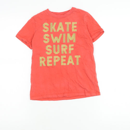 Lands' End Boys Red Graphic T-Shirt 8-9 Years Skate Surf Swim Crew Neck
