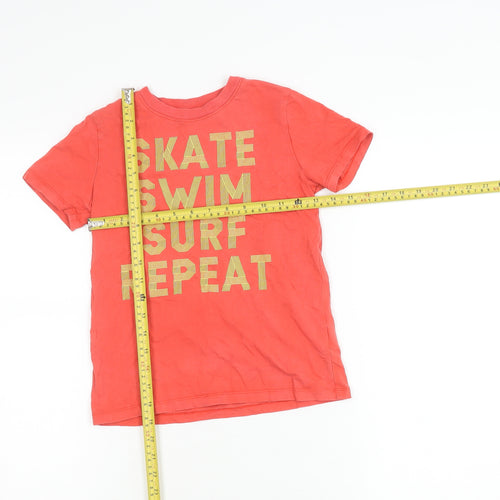 Lands' End Boys Red Graphic T-Shirt 8-9 Years Skate Surf Swim Crew Neck