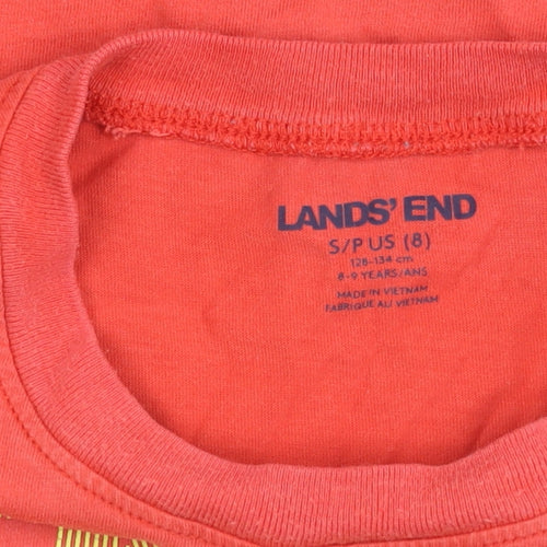 Lands' End Boys Red Graphic T-Shirt 8-9 Years Skate Surf Swim Crew Neck