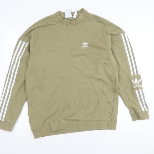 Adidas Womens Green Pullover Sweatshirt S Regular Fit Logo Sportswear