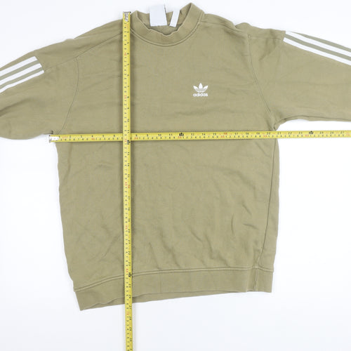 Adidas Womens Green Pullover Sweatshirt S Regular Fit Logo Sportswear