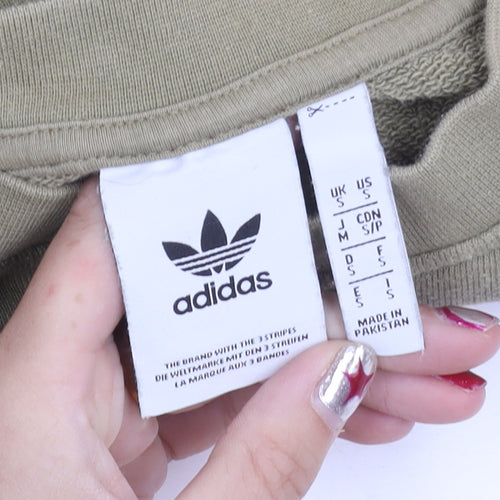 Adidas Womens Green Pullover Sweatshirt S Regular Fit Logo Sportswear
