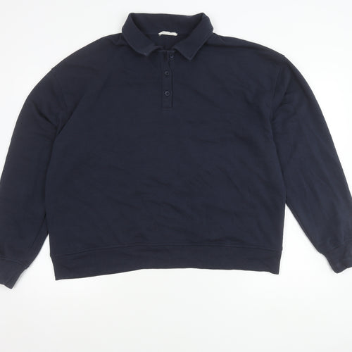 STR Men’s Blue XL Collared Henley Sweatshirt Long Sleeve Cotton Blend