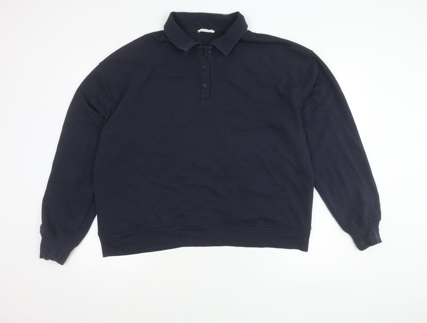STR Men’s Blue XL Collared Henley Sweatshirt Long Sleeve Cotton Blend