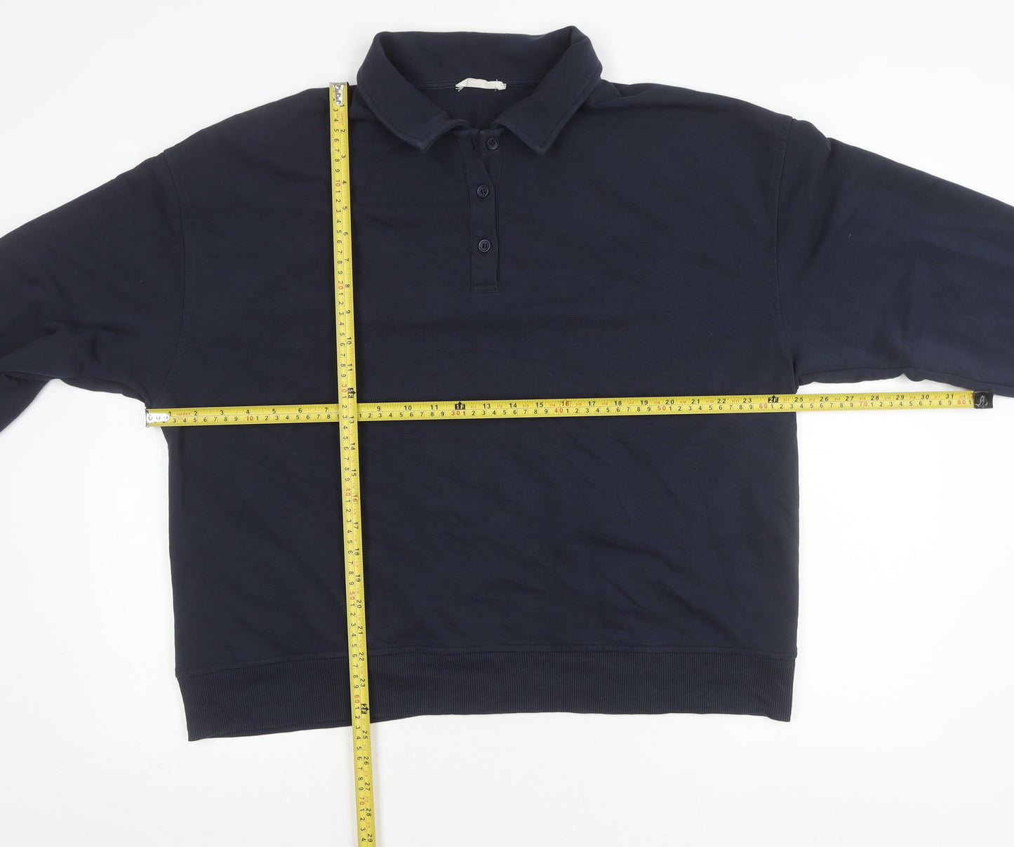 STR Men’s Blue XL Collared Henley Sweatshirt Long Sleeve Cotton Blend
