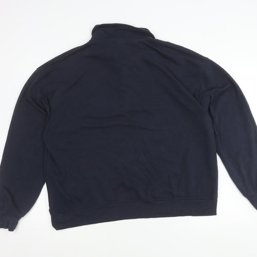 STR Men’s Blue XL Collared Henley Sweatshirt Long Sleeve Cotton Blend