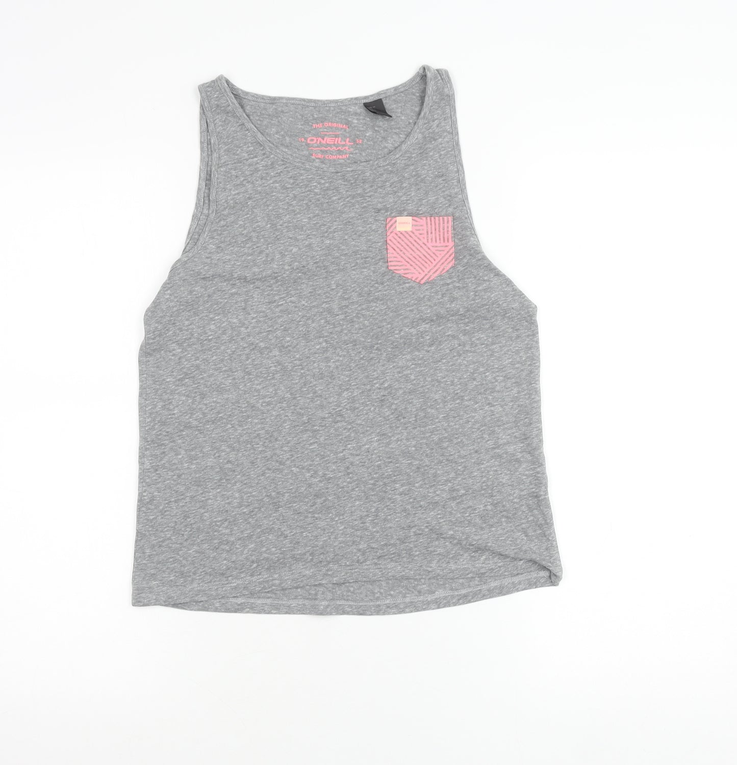O'Neill Womens Grey Tank Top Size 14 Crew Neck Jersey Cotton Blend