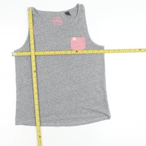 O'Neill Womens Grey Tank Top Size 14 Crew Neck Jersey Cotton Blend