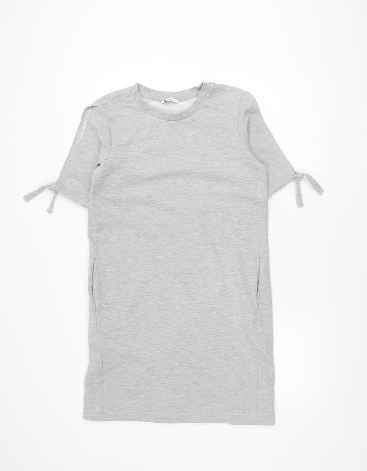 Next Women’s Grey Cotton Blend Tunic Jumper Size 10 Crew Neck
