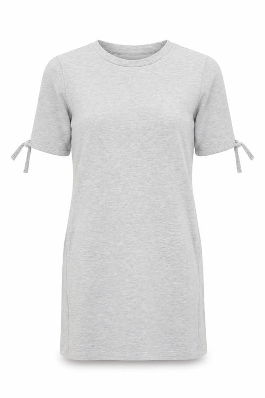 Front view of Next Women’s Grey Cotton Blend Tunic Jumper, size UK 10, Crew Neck