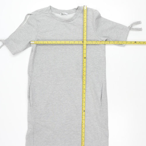 Next Women’s Grey Cotton Blend Tunic Jumper Size 10 Crew Neck