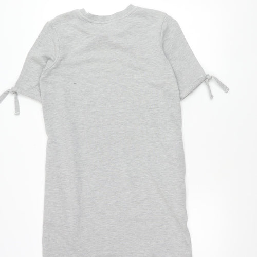 Next Women’s Grey Cotton Blend Tunic Jumper Size 10 Crew Neck