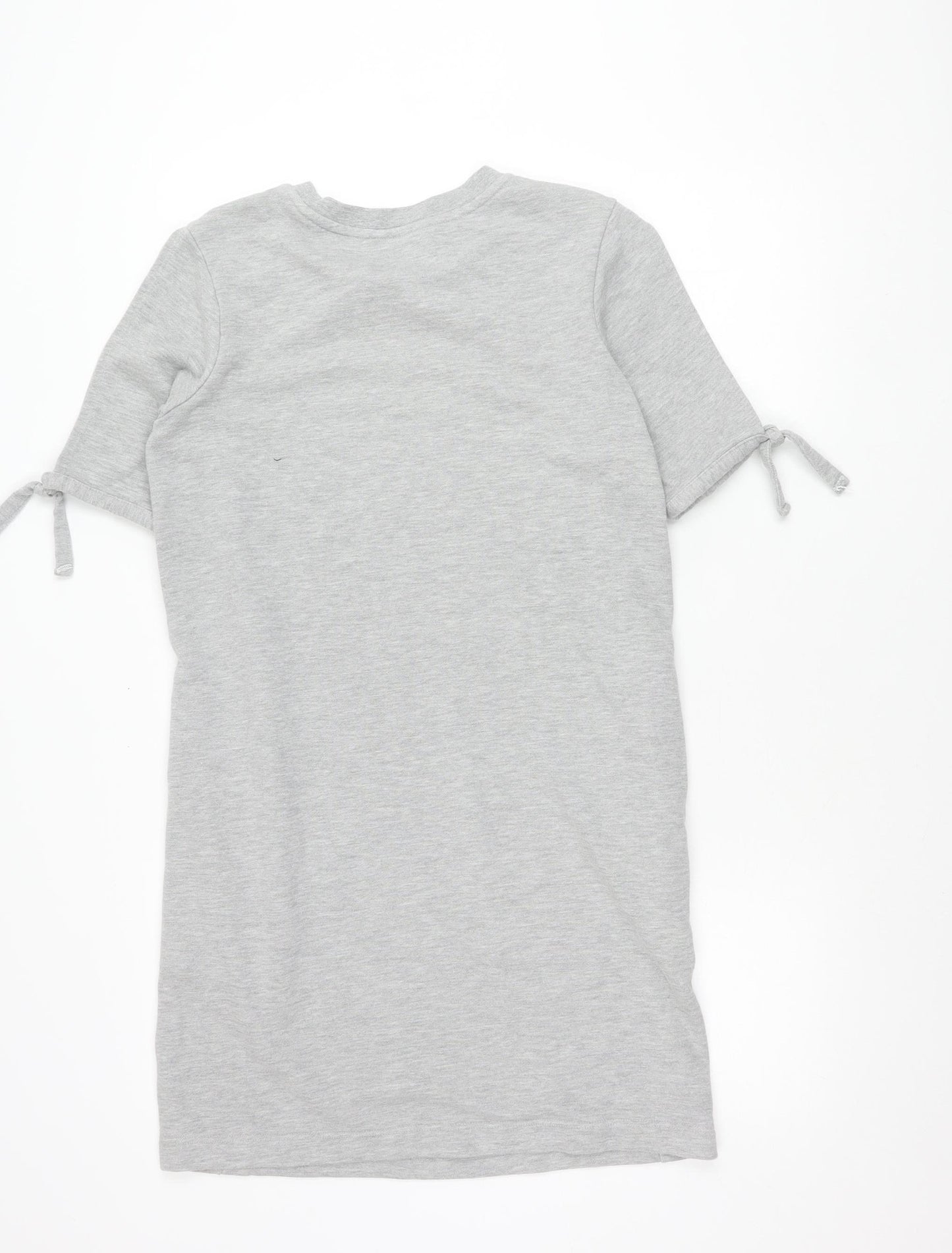 Next Women’s Grey Cotton Blend Tunic Jumper Size 10 Crew Neck