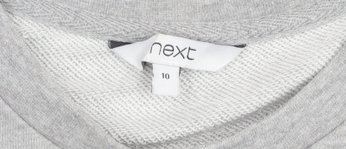 Next Women’s Grey Cotton Blend Tunic Jumper Size 10 Crew Neck