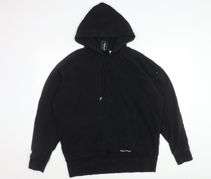 Collusion Unisex Black Pullover Hoodie M Regular Fit Logo