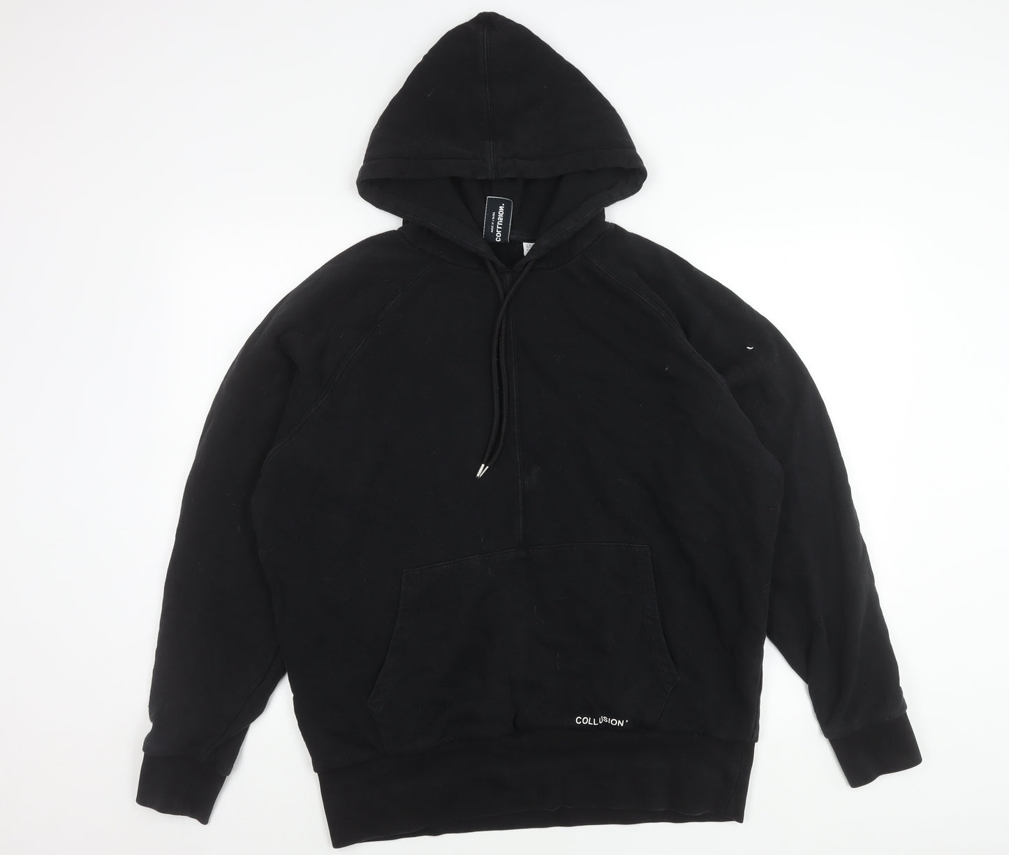 Collusion Unisex Black Pullover Hoodie M Regular Fit Logo