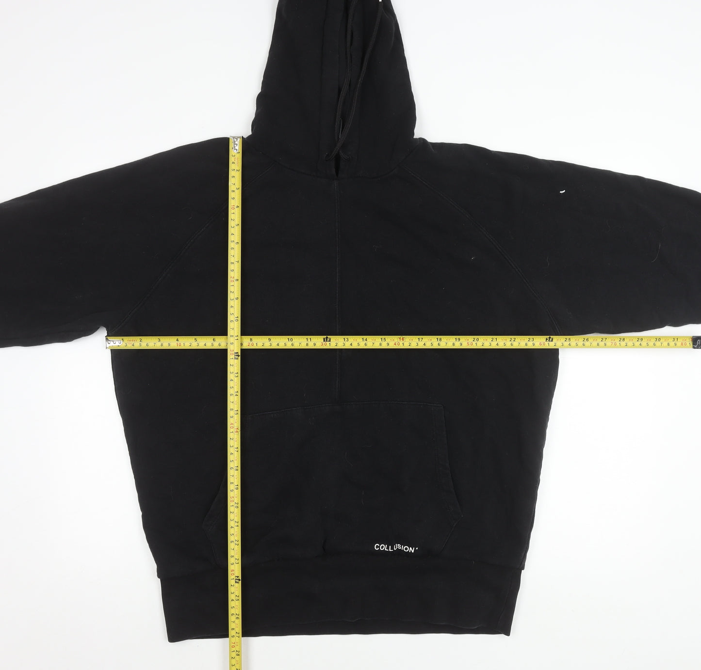 Collusion Unisex Black Pullover Hoodie M Regular Fit Logo