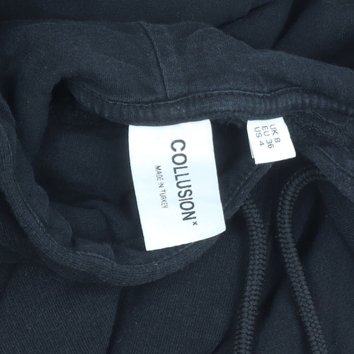 Collusion Unisex Black Pullover Hoodie M Regular Fit Logo