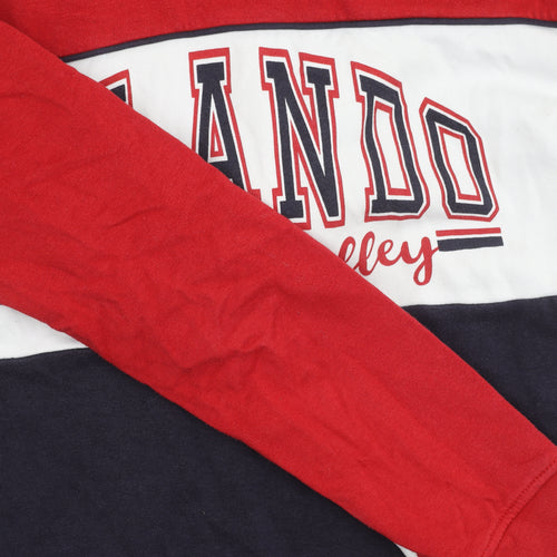 H&M Divided Women’s Red Blue Colourblock Hoodie Size 12 Pullover