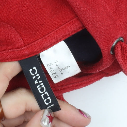 H&M Divided Women’s Red Blue Colourblock Hoodie Size 12 Pullover