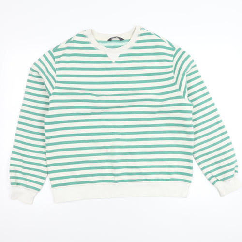 Marks and Spencer Women’s Green Striped Crew Neck Pullover Jumper Size 12