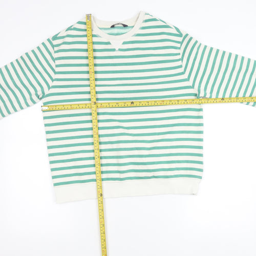 Marks and Spencer Women’s Green Striped Crew Neck Pullover Jumper Size 12