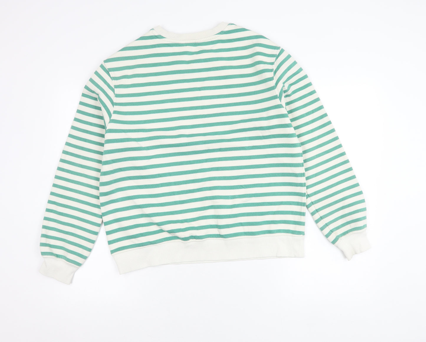 Marks and Spencer Women’s Green Striped Crew Neck Pullover Jumper Size 12