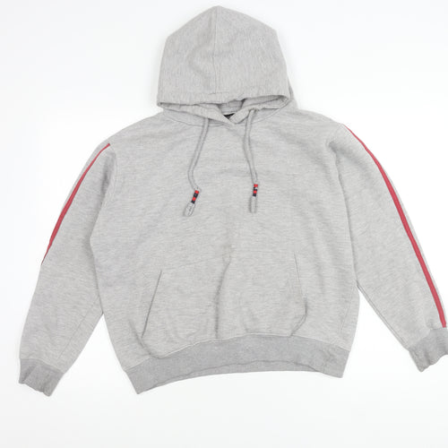 Boohoo Women’s Grey Hoodie L Pullover Drawstring Regular Fit