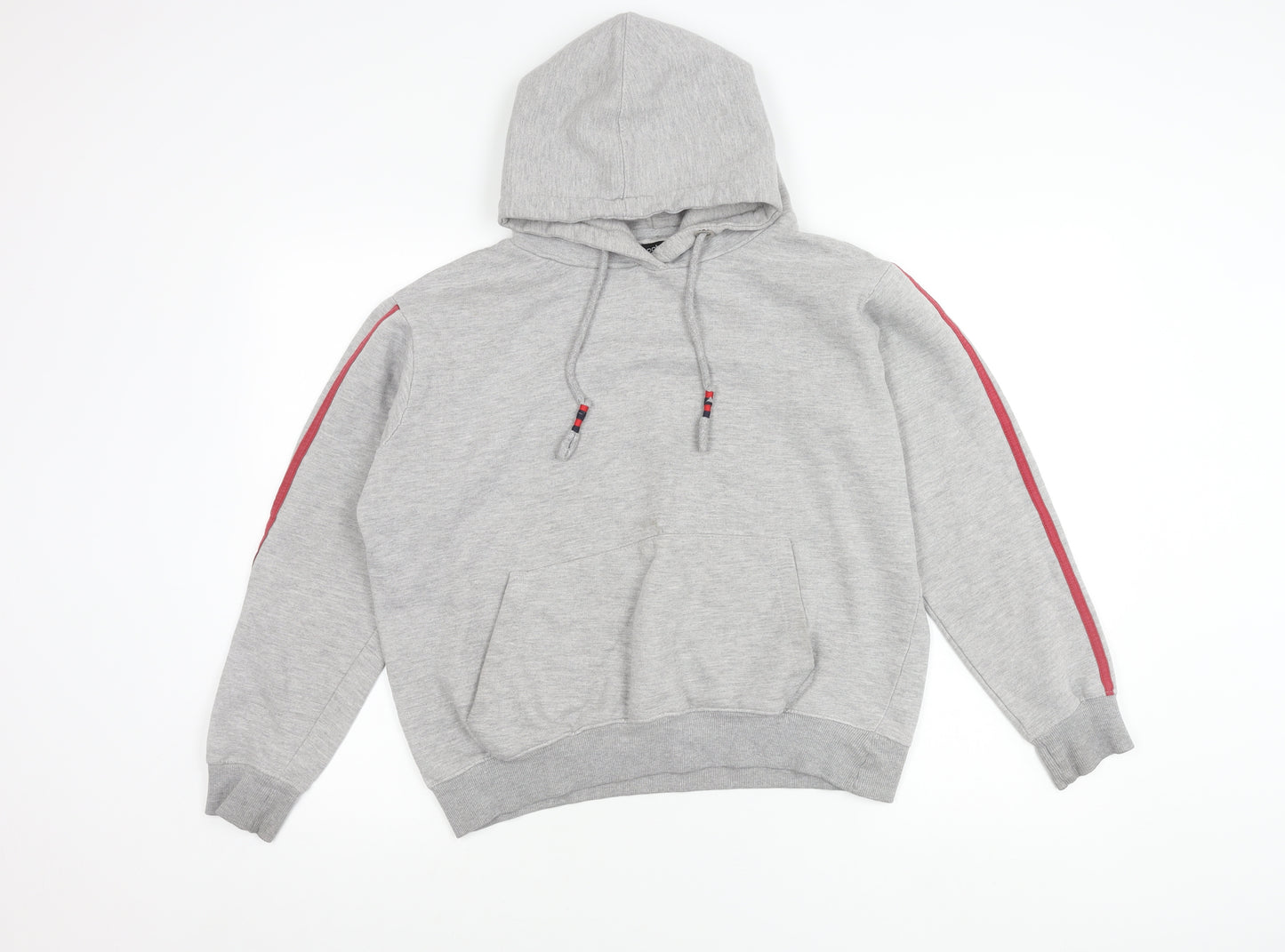 Boohoo Women’s Grey Hoodie L Pullover Drawstring Regular Fit