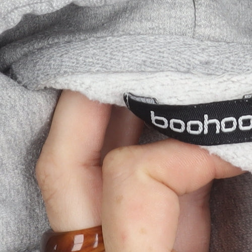 Boohoo Women’s Grey Hoodie L Pullover Drawstring Regular Fit