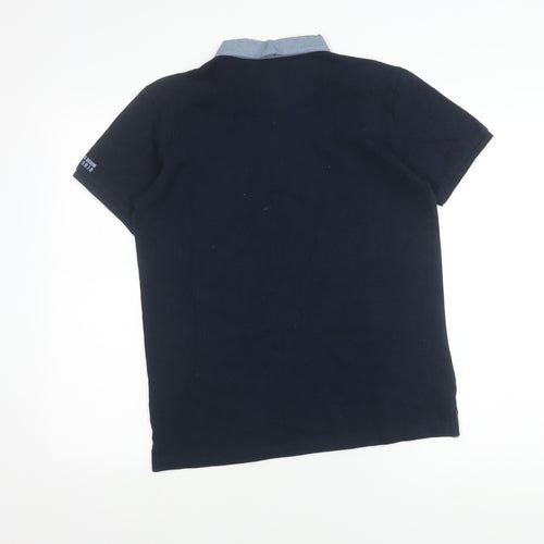 Kickers Boys Blue Polo Shirt 15 Years Geometric Pattern Short Sleeve