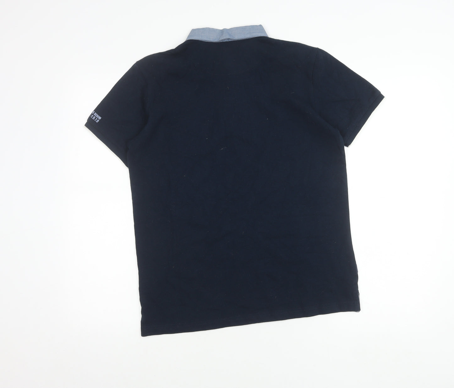 Kickers Boys Blue Polo Shirt 15 Years Geometric Pattern Short Sleeve