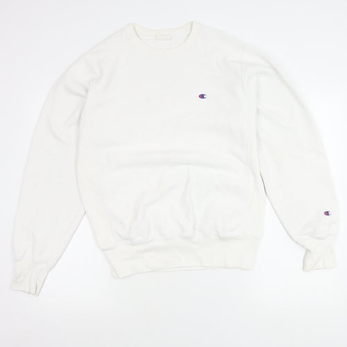 Champion Men’s White Small Crew Neck Logo Sweatshirt Pullover