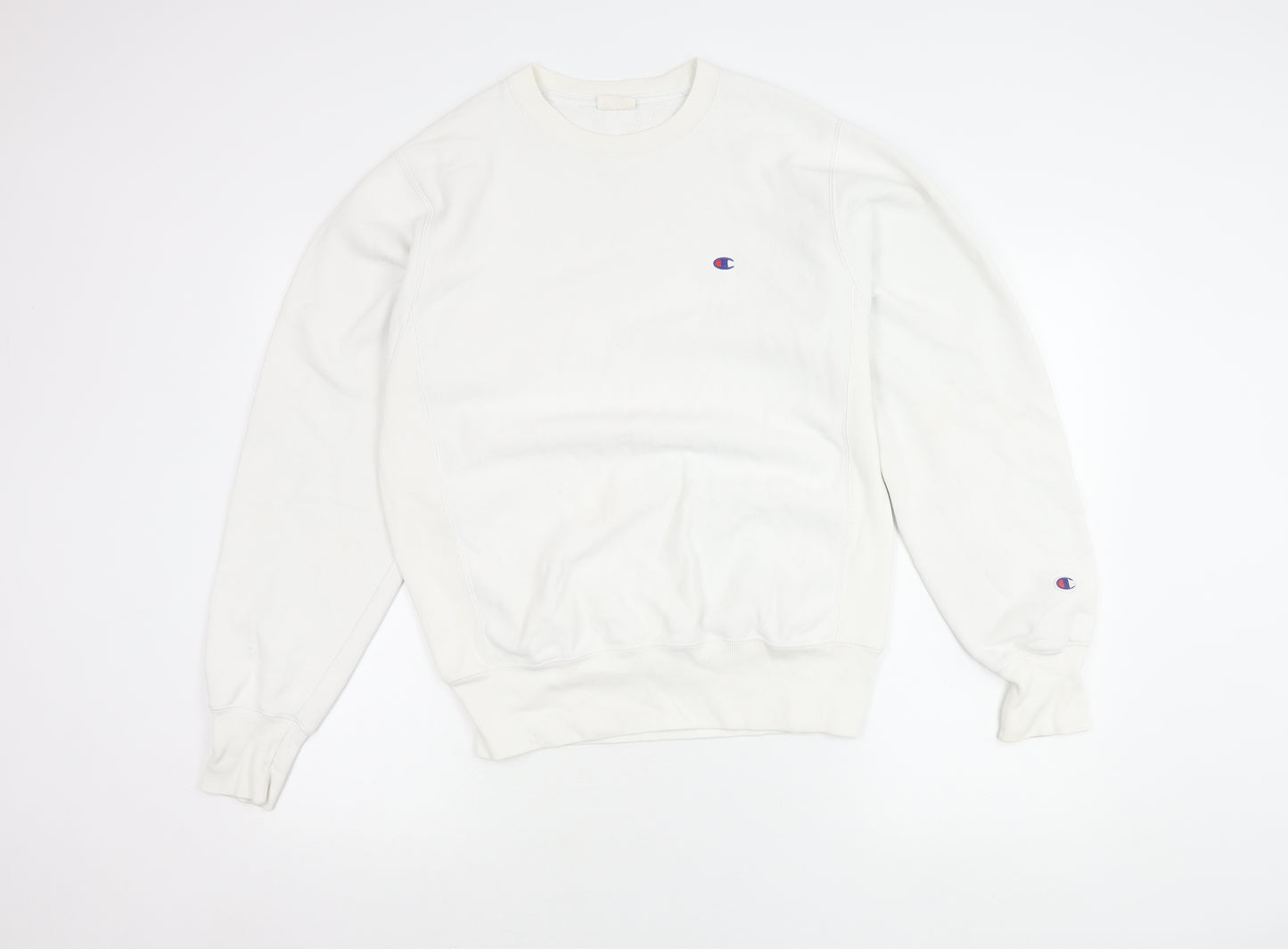 Champion Men’s White Small Crew Neck Logo Sweatshirt Pullover
