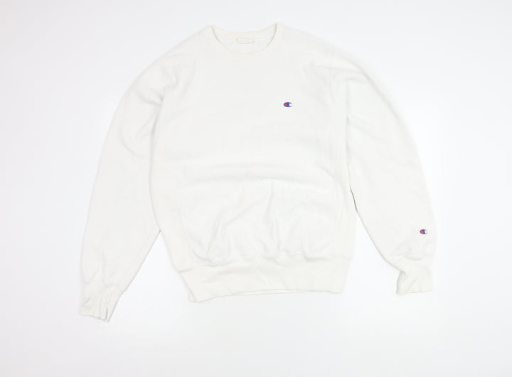 Champion Men’s White Small Crew Neck Logo Sweatshirt Pullover
