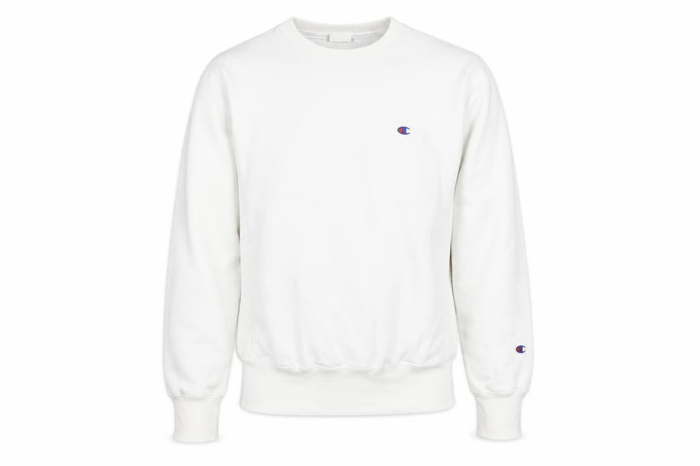 Champion Men’s White Small Crew Neck Logo Sweatshirt Pullover
