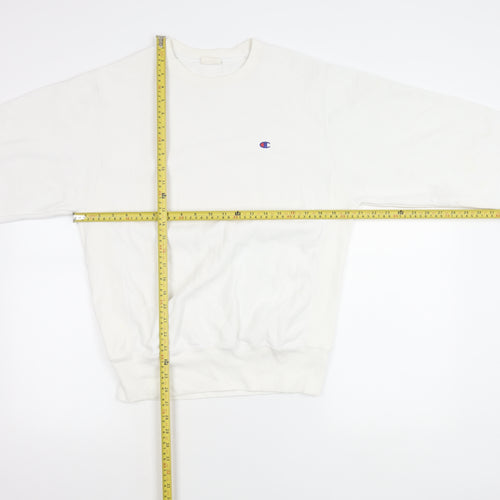Champion Men’s White Small Crew Neck Logo Sweatshirt Pullover