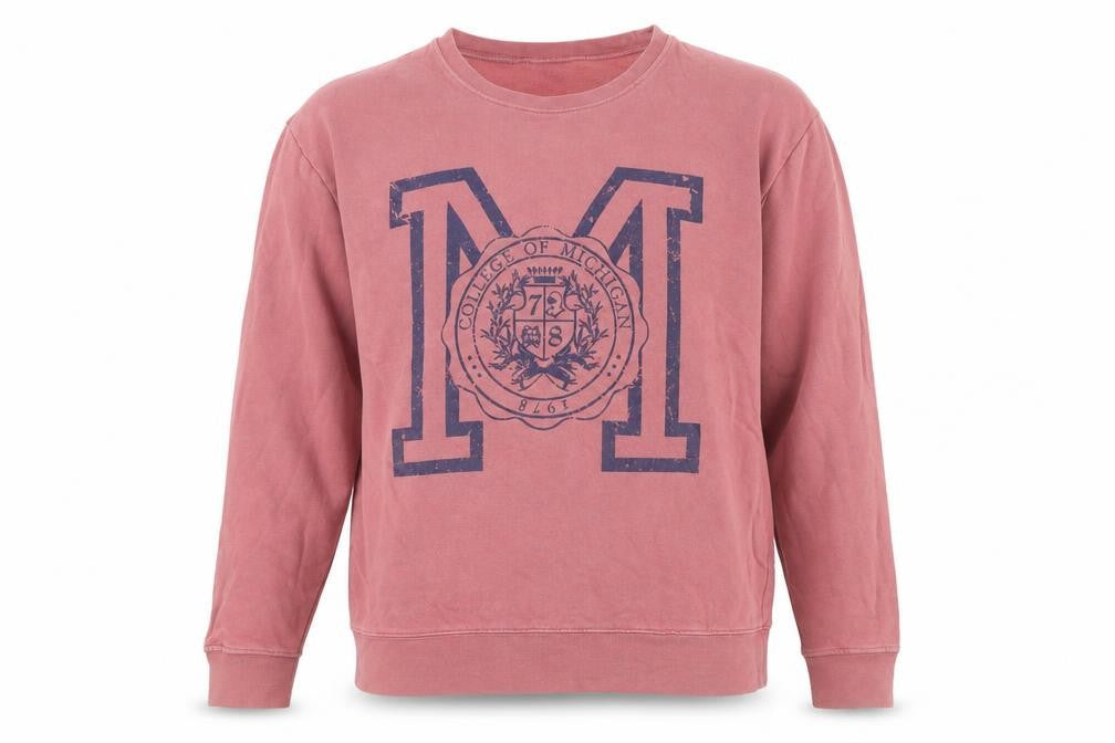 Front view of Topshop Women Pink Pullover Sweatshirt S Cotton Logo Casual