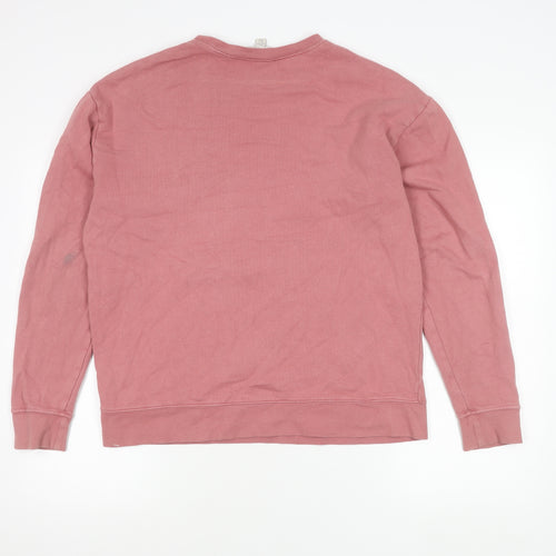 Topshop Women Pink Pullover Sweatshirt S Cotton Logo Casual