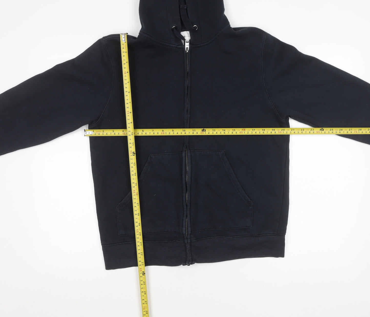 MNG Women Black Hooded Full Zip Cotton Blend Jacket Size 8