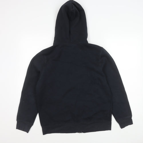 MNG Women Black Hooded Full Zip Cotton Blend Jacket Size 8