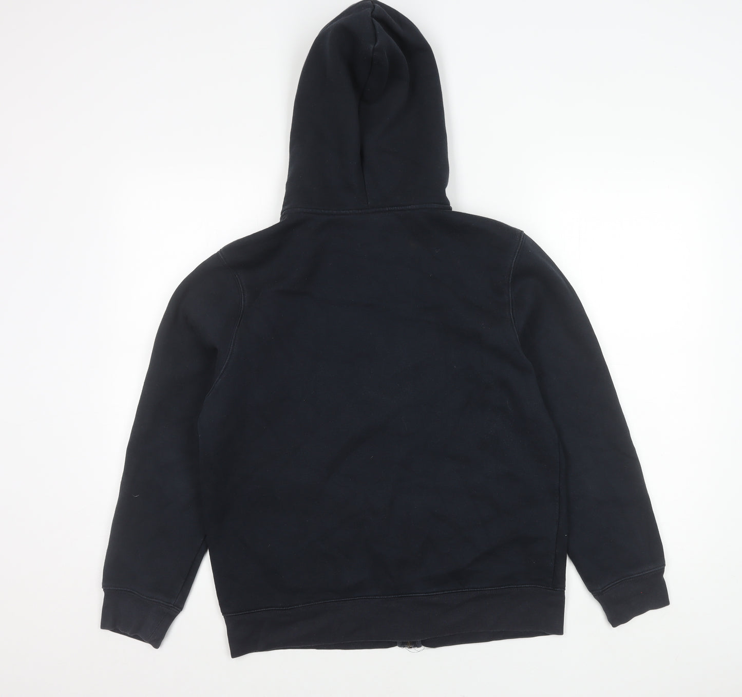 MNG Women Black Hooded Full Zip Cotton Blend Jacket Size 8